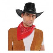 Cowboyhatt Svart Läderimitation - One size