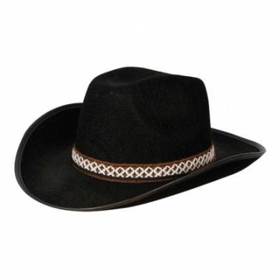 Cowboyhatt Svart med Band - One size