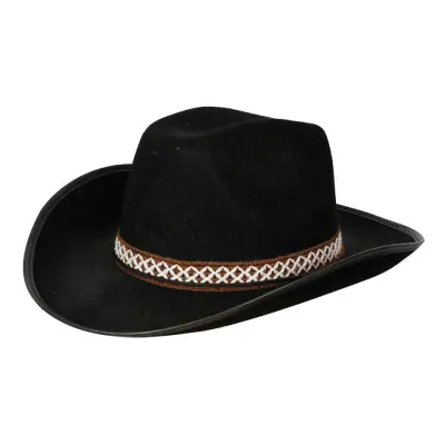 Cowboyhatt Svart med Band - One size