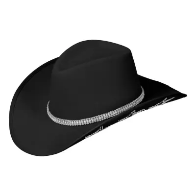 Cowboyhatt Svart med Giltterstjärnor - One size