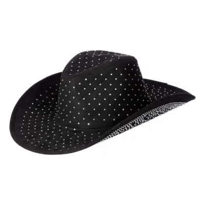 Cowboyhatt Svart med Stenar - One size