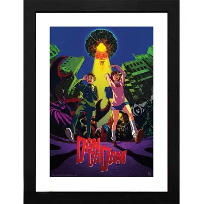 Dan Da Dan - Anime Inramad bild - Framed print Cow abduction - för  färgad