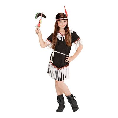 Indianflicka Barn Svart Maskeraddräkt - X-Small