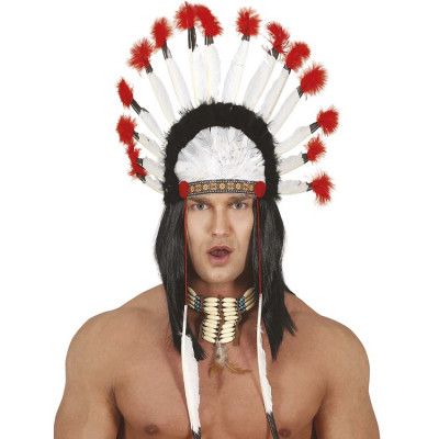 Indianhövding Fjäderutsmyckning