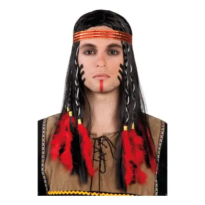 Indianhövding med Pannband Peruk - One size