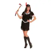 Indiankvinna Svart Maskeraddräkt - Medium