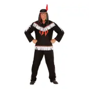 Indianman Svart Maskeraddräkt - X-Large