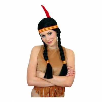 Indianperuk med Flätor - One size