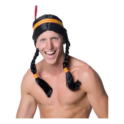 Indianperuk med Flätor - One size