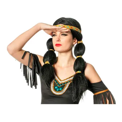 Indianperuk Svart med Flätor - One size