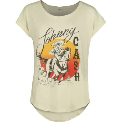 Johnny Cash T-shirt - Cowboy - XS XXL - för Dam - sand