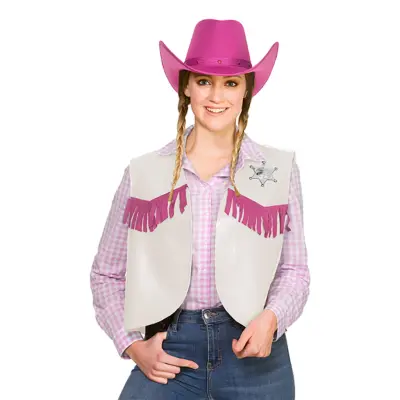 Rosa/Vit Sheriffväst - One size