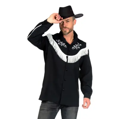 Svart Western Skjorta Deluxe Herr - XX-Large