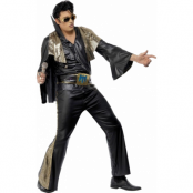 Elvis-dräkt svart och guldfärgad
