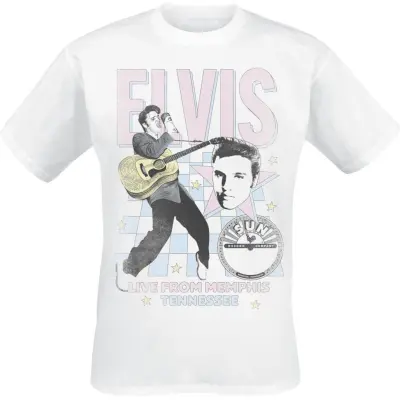 Elvis Presley T-shirt - Live From Memphis - S 3XL - för Herr - vit