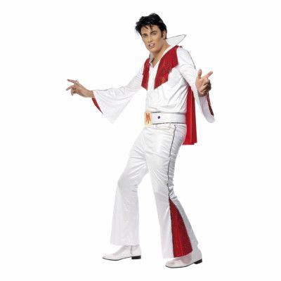 Elvis Vit/Röd Maskeraddräkt - Medium