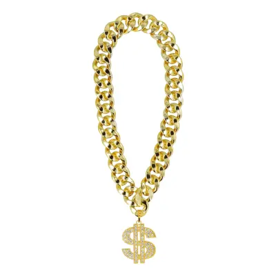 Fet Guldkedja med Dollartecken - One size