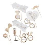 Fotoprops Bröllop Guld - 10-pack