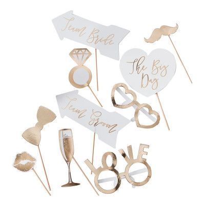 Fotoprops Bröllop Guld - 10-pack