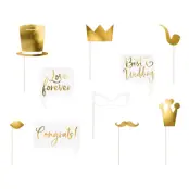 Fotoprops Guld Bröllop - 10-pack