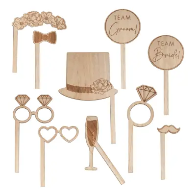 Foto Props i Trä Bröllop - 10-pack
