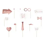 Fotoprops Bröllop Roséguld - 12-pack