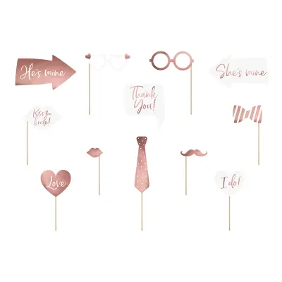 Fotoprops Bröllop Roséguld - 12-pack