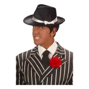 Gangsterhatt Svart med Vitt Band