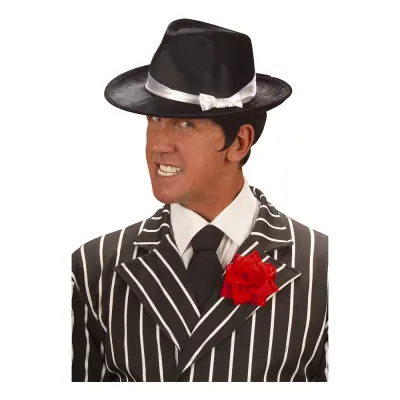 Gangsterhatt Svart med Vitt Band