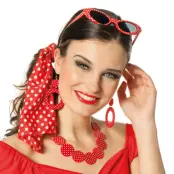 50-tals Smyckeskit Röd/Vit - One size