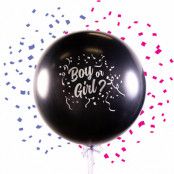 Ballong, boy or girl gender reveal inkl konfetti rosa/blå