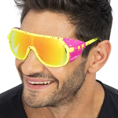 Festivalglasögon Retro Rave Gul/Rosa