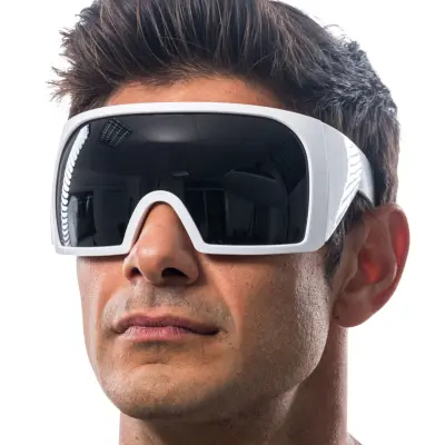 Festivalglasögon Cyber Vit med Spegelvisir - One size