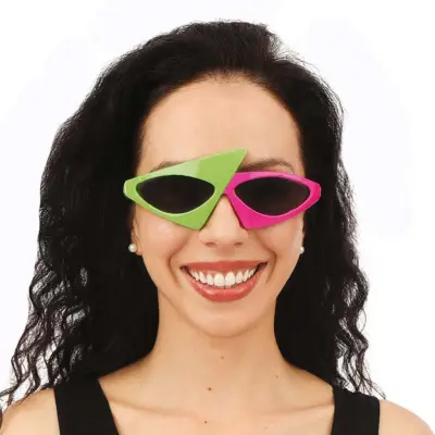 Glasögon 80's Asymmetriska Rosa/Grön