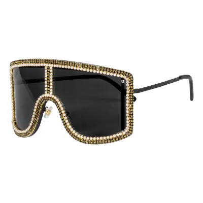 Glasögon Diva med Strass Svart/Guld - One size