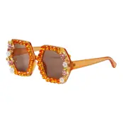 Glasögon Flowers med Pärlor Orange - One size