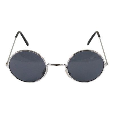 Glasögon Runda Svarta med Silver Bågar