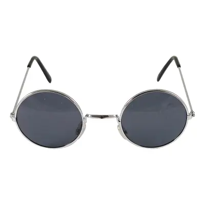 Glasögon Runda Svarta med Silver Bågar