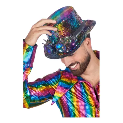 Höghatt Regnbågsfärgad med Glasögon - One size