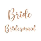 "Bride" och "Bridesmaid" klistermärken för glas i roséguld