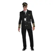 Pilot Svart Maskeraddräkt - Medium