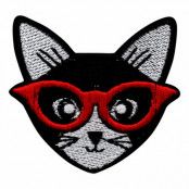Tygmärke Katt med Glasögon