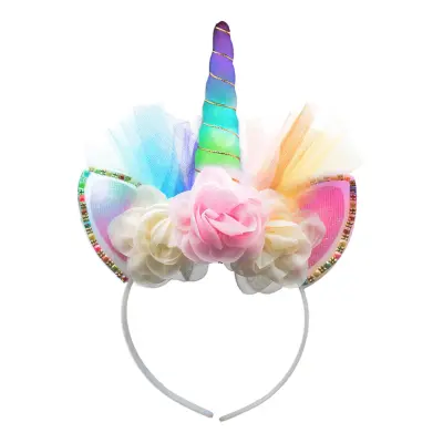 Blinkande Enhörningsdiadem med Blommor - One size