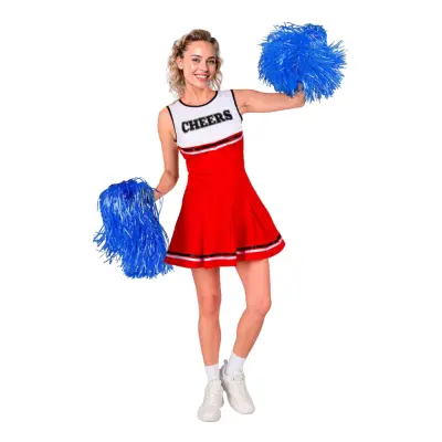 Cheerleader Klänning Röd Maskeraddräkt - Medium