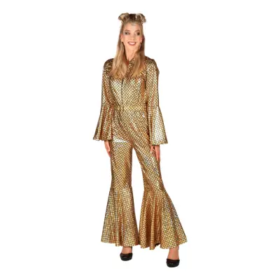 Disco Jumpsuit Guld Deluxe Maskeraddräkt - Small