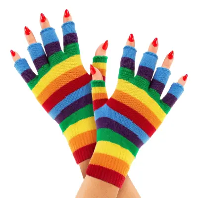 Fingerlösa Regnbågsfärgade Handskar - One size