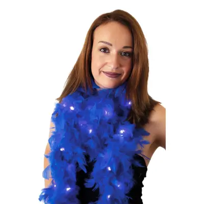 Fjäderboa Blå med LED-lampor