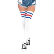 Knästrumpor Vit/Röd/Blå Atlet - One size