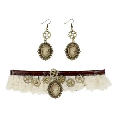 Steampunk Kraghalsband och Örhängen