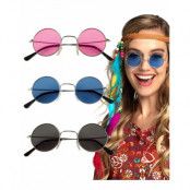 3 st Runda Hippie Maskeraddräktsolglasögon - Blå, Svart och Rosa